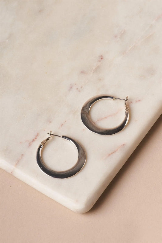 Silver Metal Circle Hoop Earrings - Tasha Apparel Wholesale