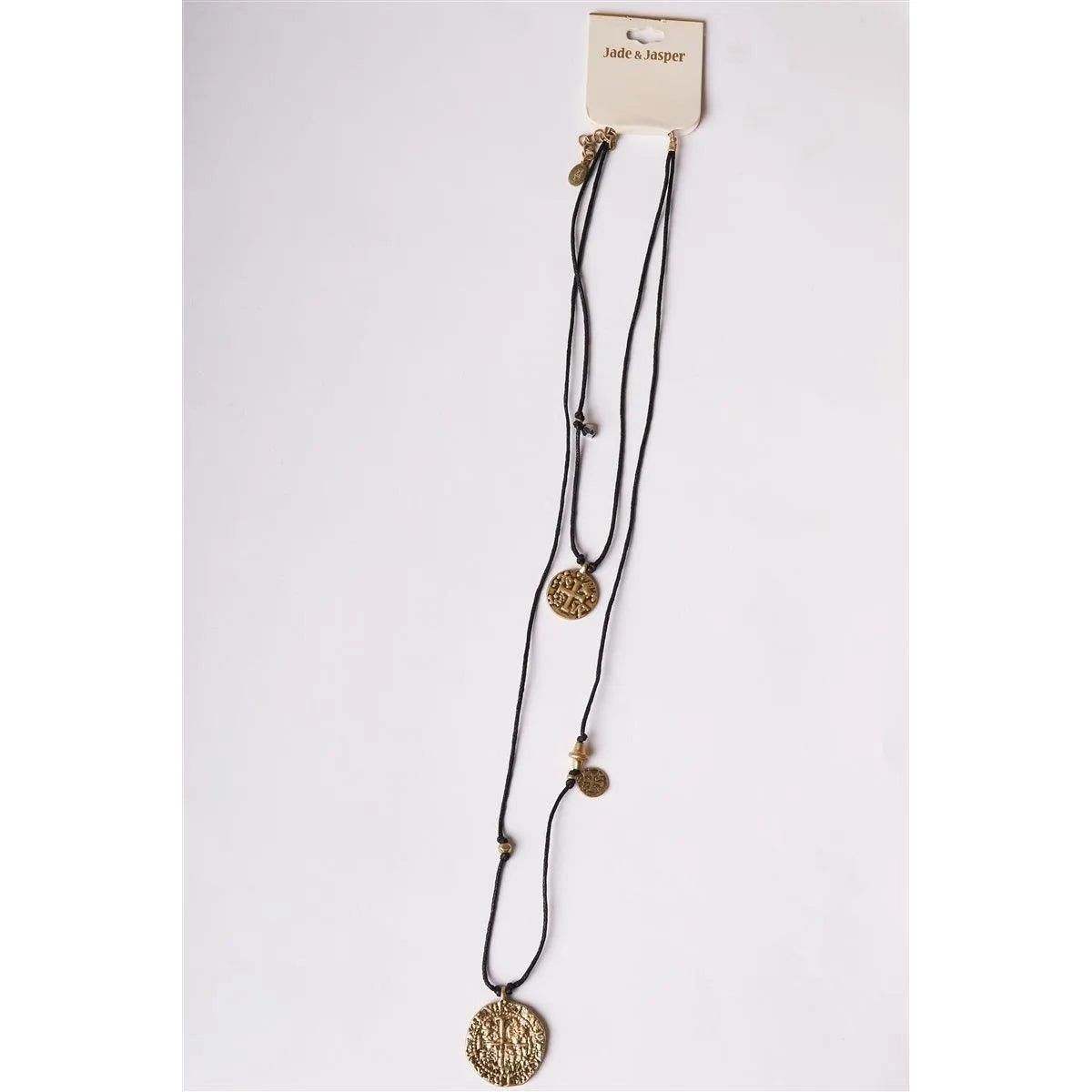 Black Gold Embossed Medallion Layered Choker Necklace /1 Pair - Tasha Apparel Wholesale