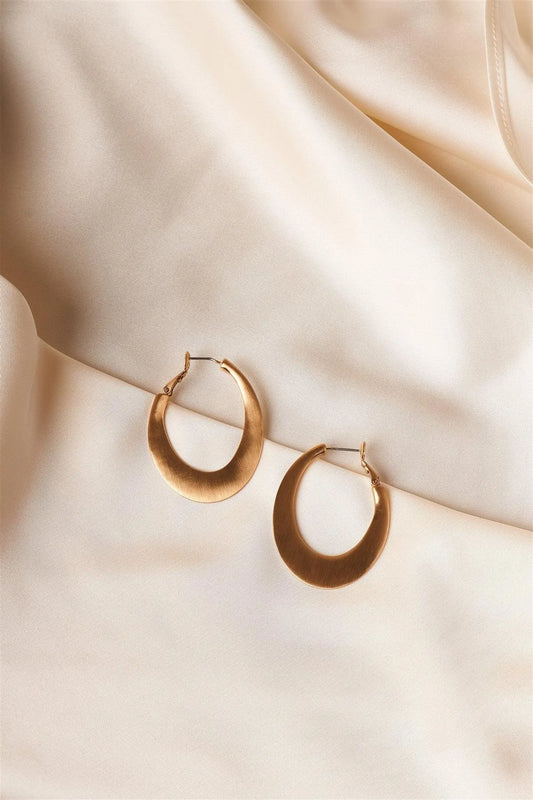 Shiny Gold Oval Hoop Earrings /1 Pair - Tasha Apparel Wholesale