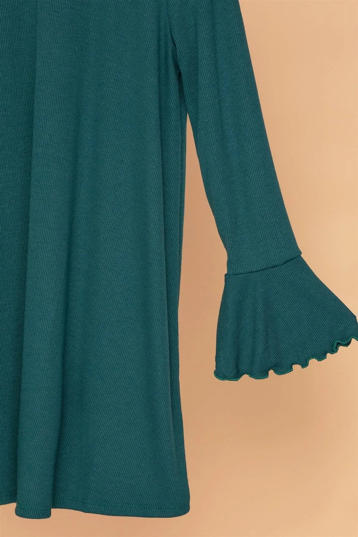 Toddler Girls Green Ribbed Long Sleeve Sweater Dress Toddler Girls Green Ribbed Long Sleeve Sweater Dress