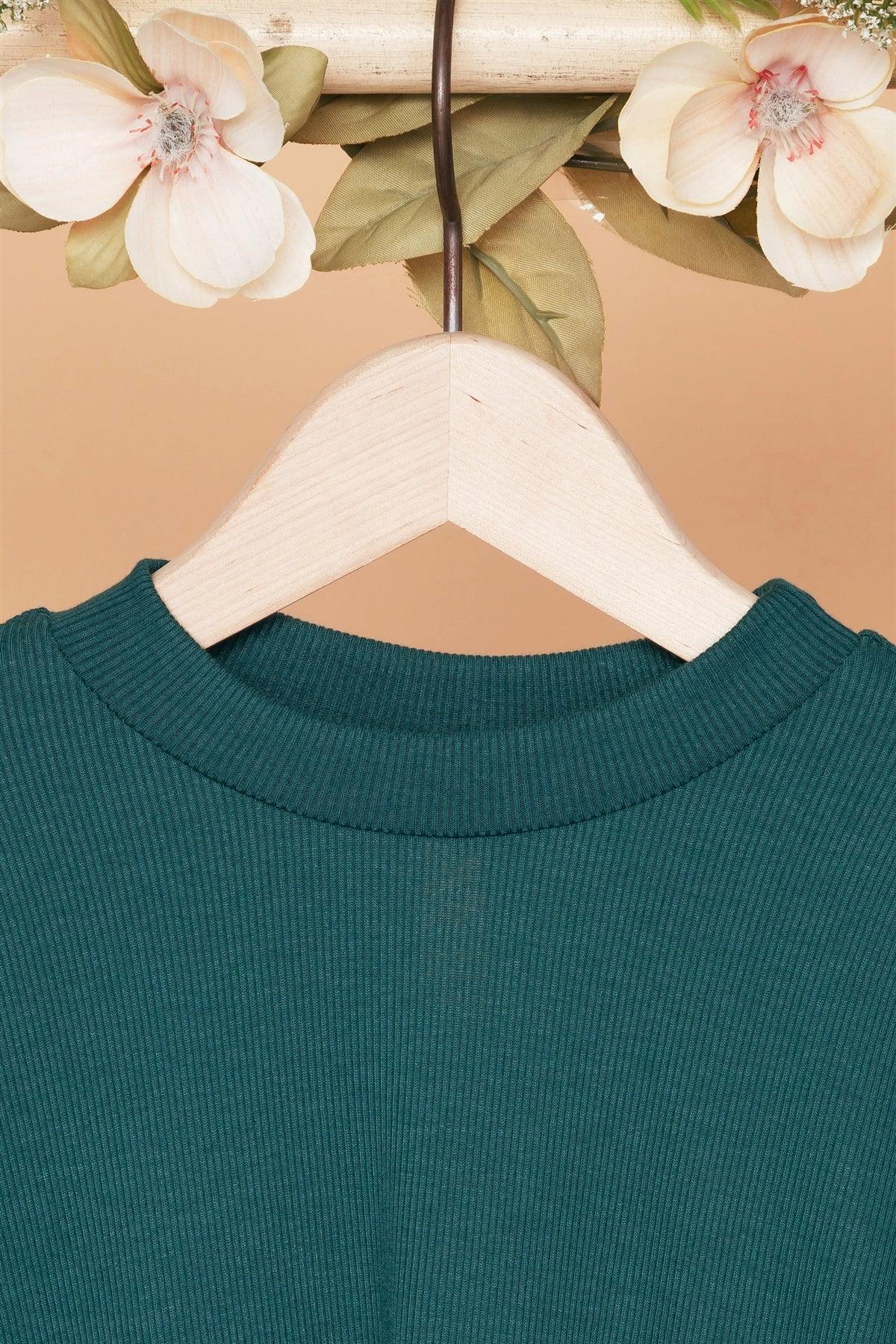 Toddler Girls Green Ribbed Long Sleeve Sweater Dress