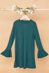 Girls Green Ribbed Long Sleeve Sweater Dress /1-2-2-1