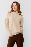 Oatmeal Knit Hooded Long Sleeve Relaxed Sweater/2-2-2