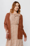 Brick Knit Textured Two Pocket Open Front Cardigan /2-2-2
