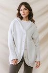 Grey Knit Hooded Two Pocket Button-Up Soft To Touch Sweater Cardigan /2-2-2