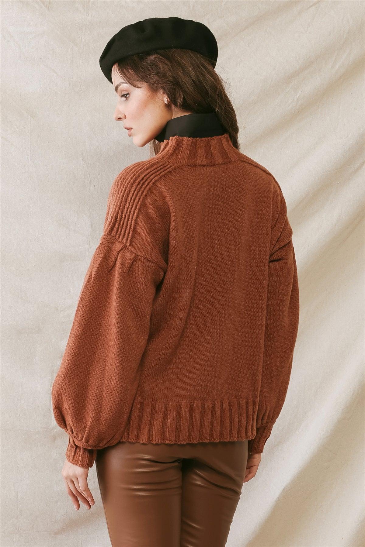 Rust Knit Crew Neck Long Sleeve Sweater /2-2-2