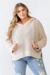 Junior Plus Cream Knit Soft To Touch Hooded Sweater /3-2-1 - Tasha Apparel Wholesale