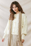 Cream Knit Button-Up Long Sleeve Sweater Cardigan /2-2-2