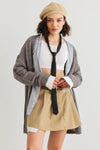 Heather Charcoal Knit Two Pocket Long Sleeve Open Front Cardigan /2-2-2 - Tasha Apparel Wholesale