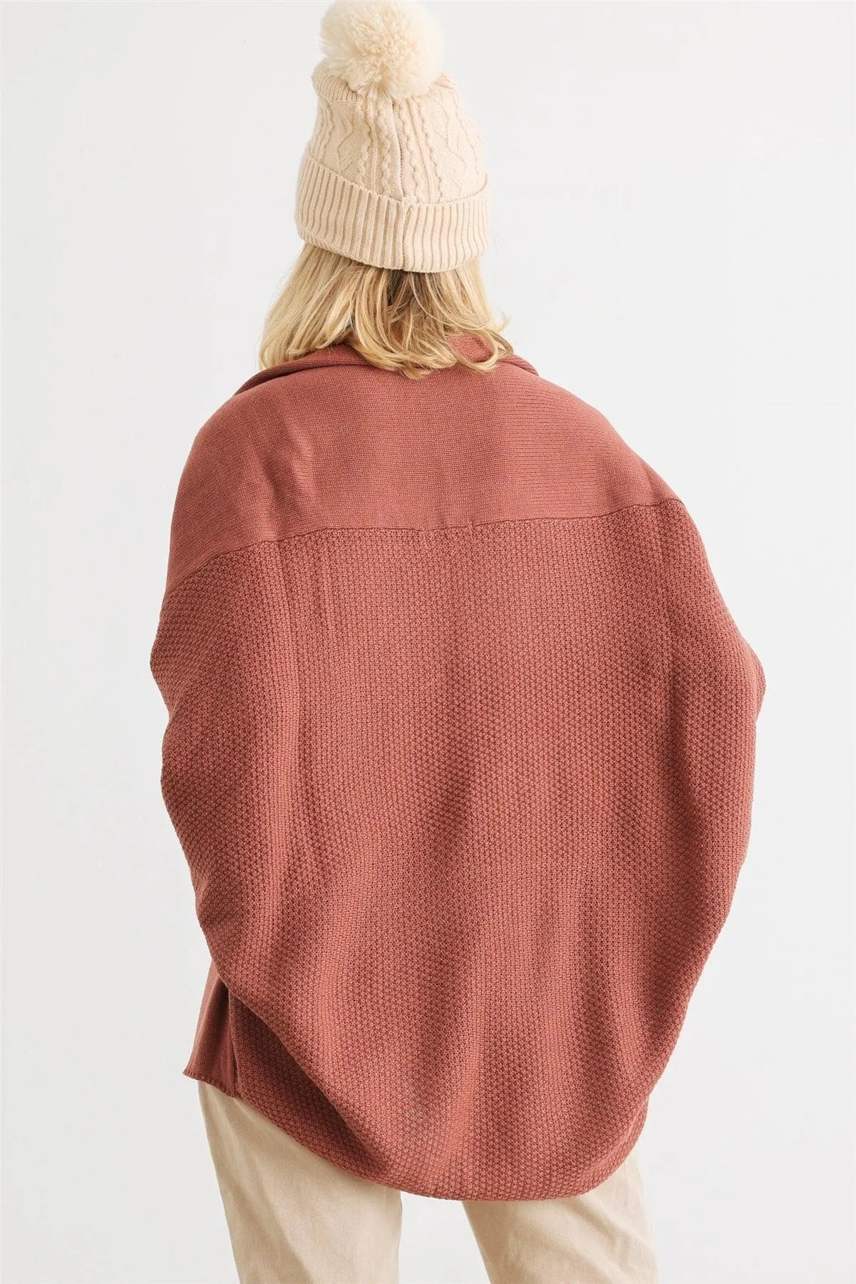 Brick Knit Batwing Sleeve Open Front Cardigan /1-2-2 - Tasha Apparel Wholesale