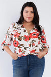 Junior Plus Size Floral White Multi Top /1-2-2 - Tasha Apparel Wholesale