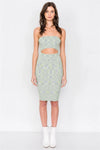 Green Multi Strapless Bodycon Center Cut Out Ribbed Midi Dress /3-2-1 - Tasha Apparel Wholesale