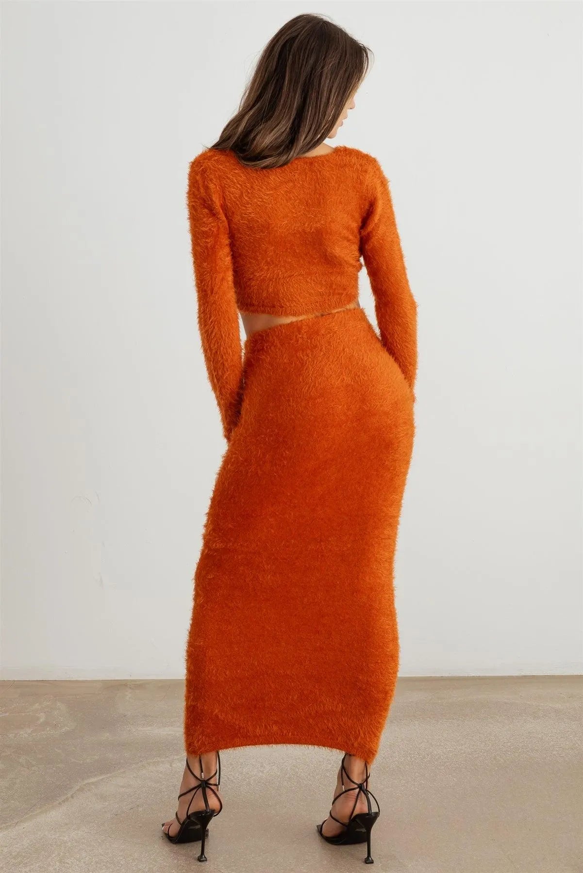 Knit Wrap Crop Top & High Waist Maxi Skirt Set - Tasha Apparel Wholesale