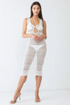 White Knit Crochet Lace Sheer Cut-Out Sleeveless Midi Dress /3-2-1 - Tasha Apparel Wholesale