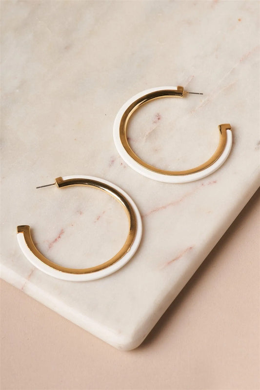 White And Gold Hoop Earrings /6 Pairs - Tasha Apparel Wholesale