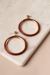 Brown Cylinder C Hoop Earrings /1 Pair