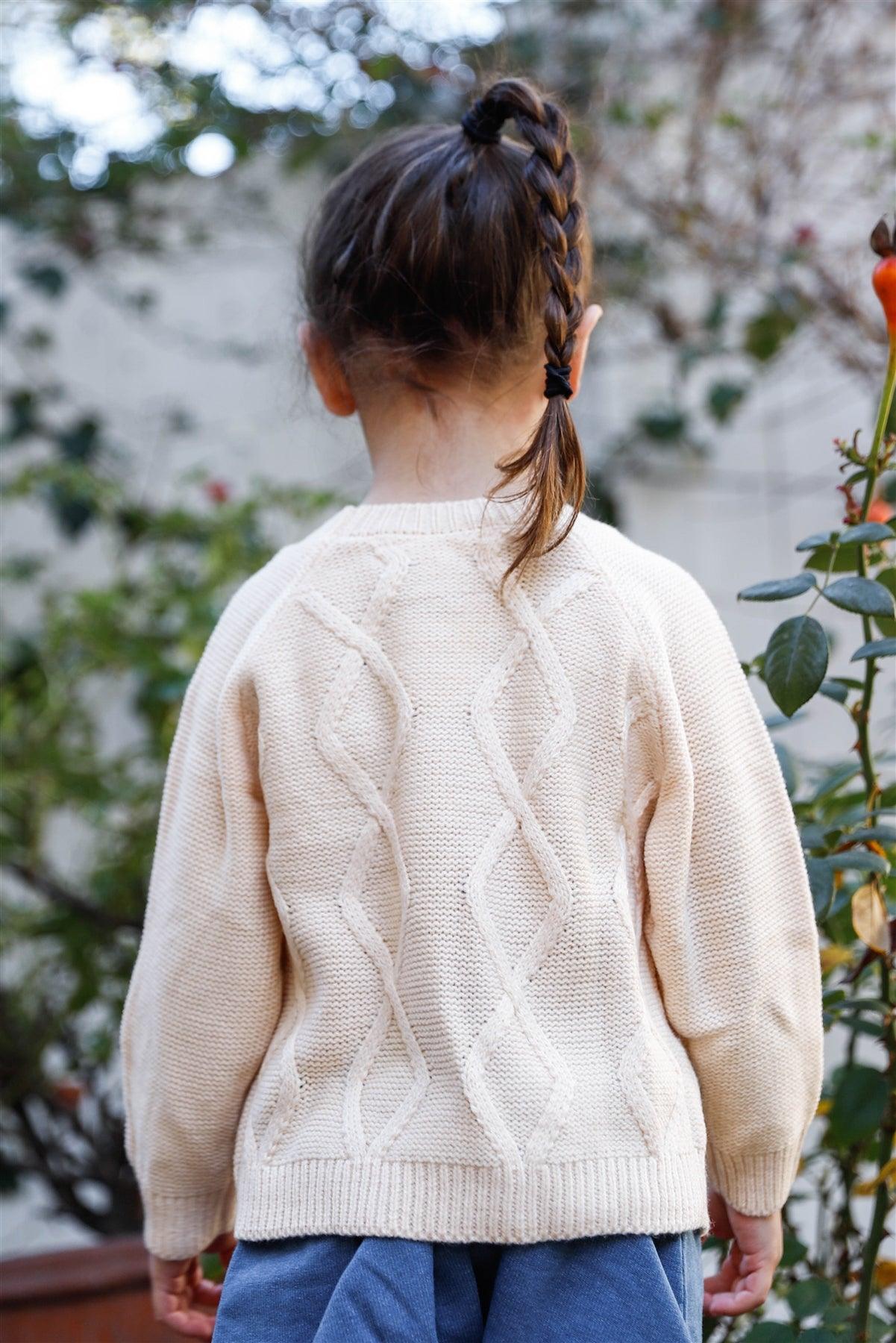 Toddler Girls Ivory Knit Multi Color Polka Dot Detail Sweater /1-3-2