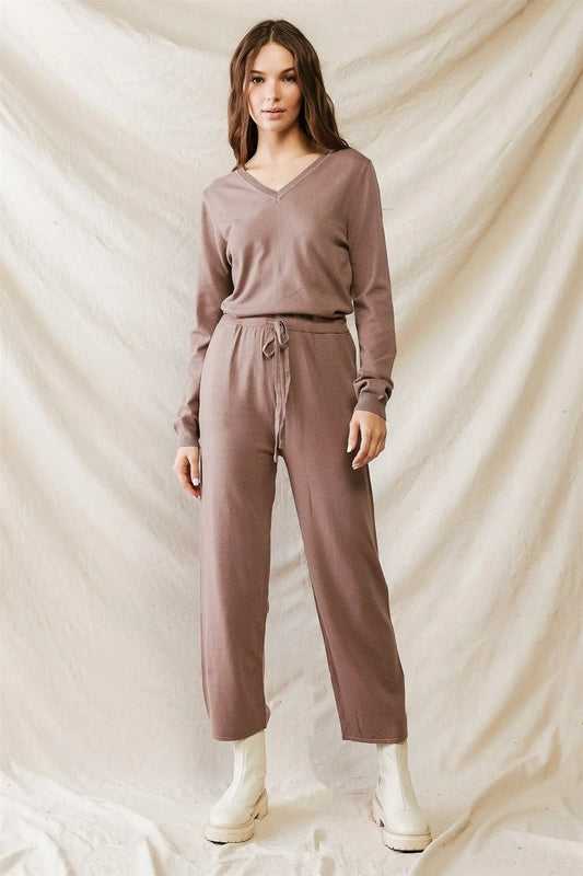 Brown Viscose Blend Elasticized Waist Two Pocket Romper /3-2-1 - Tasha Apparel Wholesale