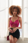 Magenta Floral Lace Cropped Cami Underwire Bralette /2-2-2 - Tasha Apparel Wholesale