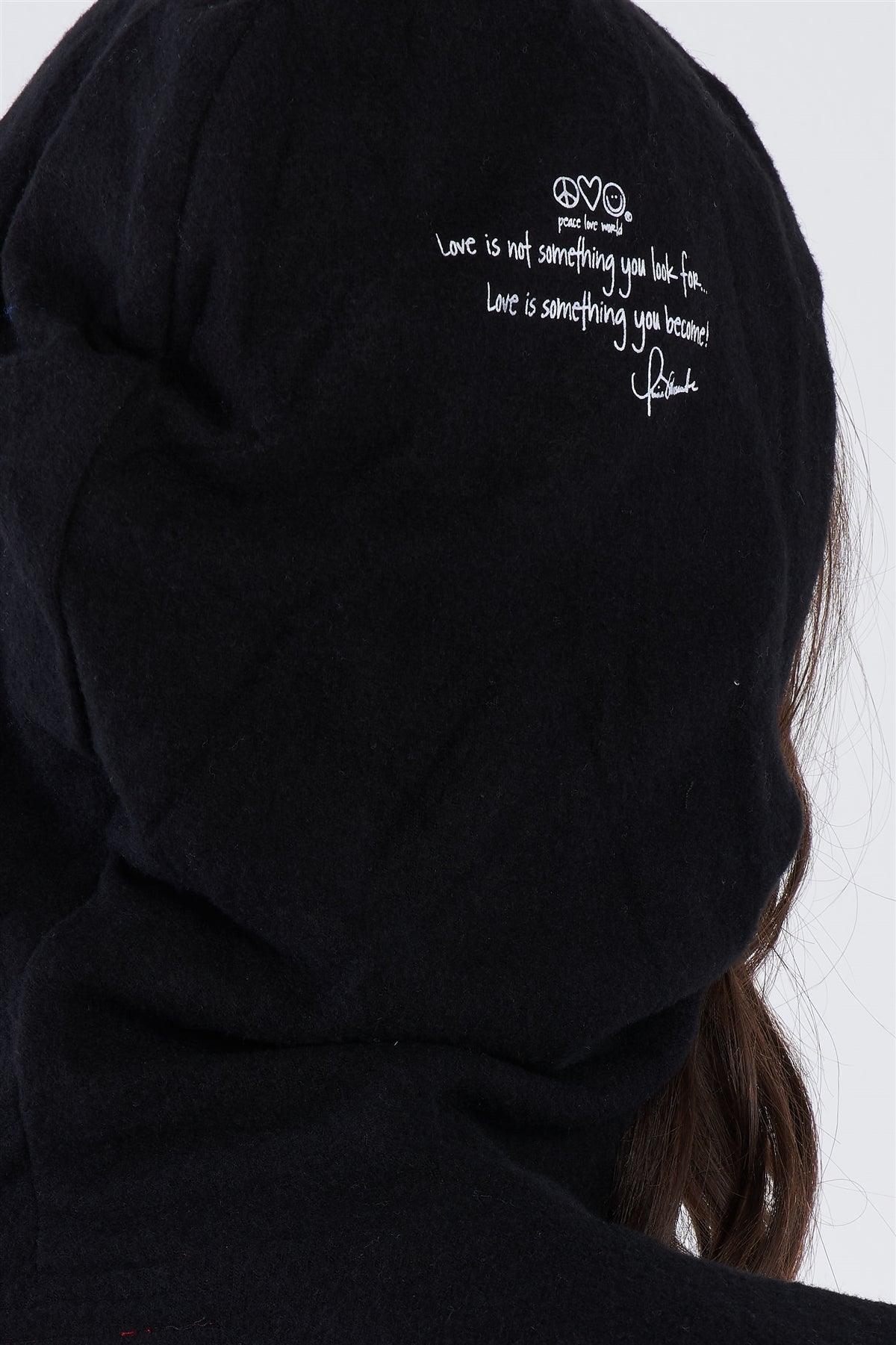 Black Star Embroidered "I Am Light" Graphic Zip Up Hoodie /1-2-2-1