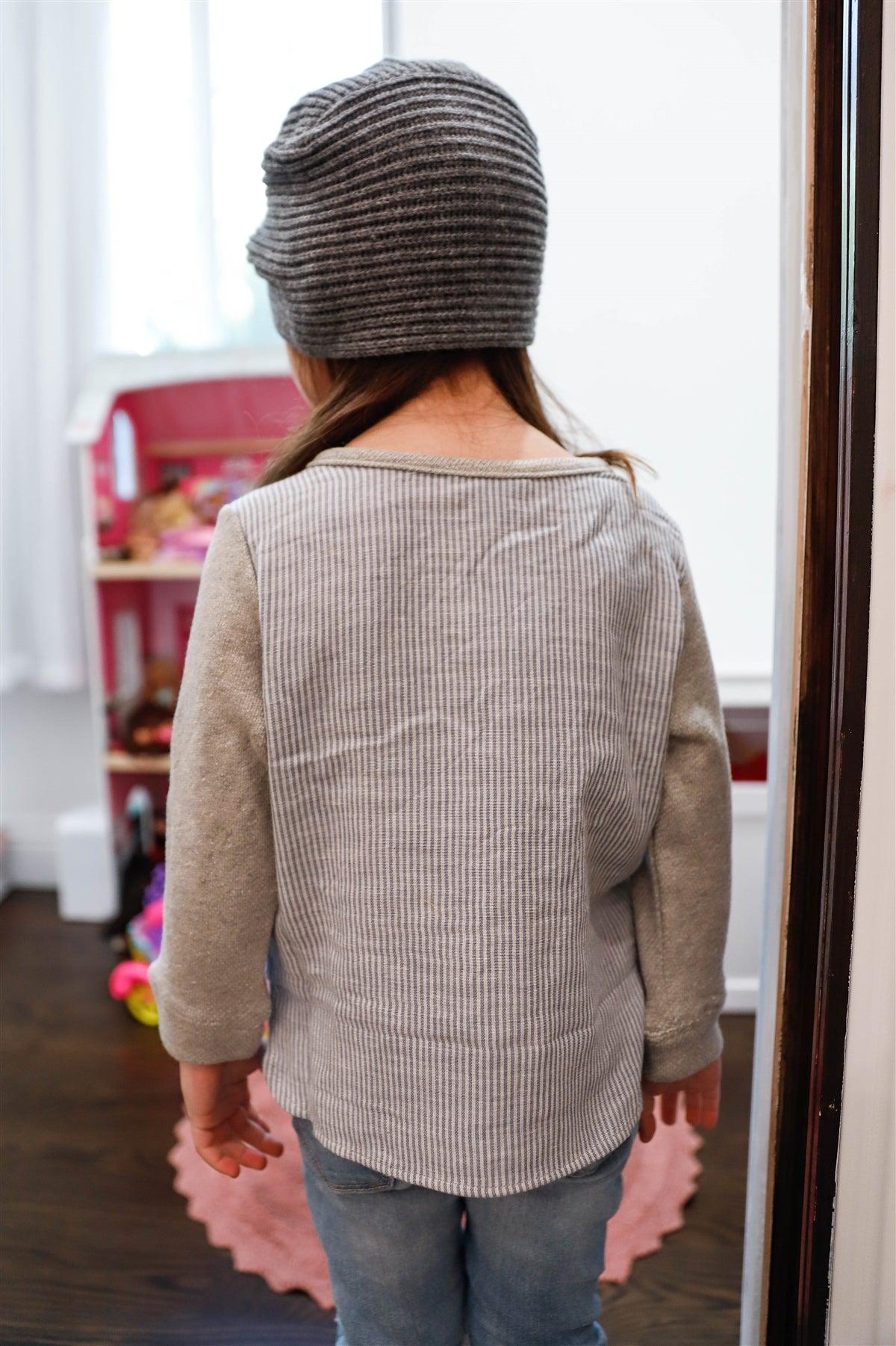 Toddler Girls Heather Grey "Aquaholic" Print Contrast Back Sweater /2-1-1-2