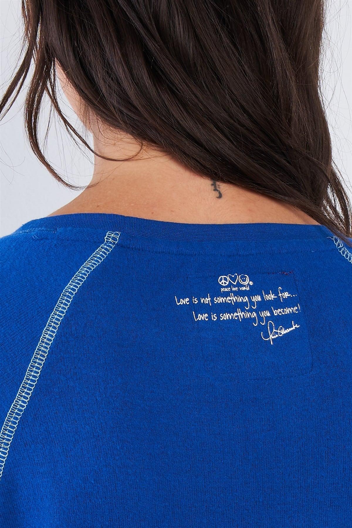 Snorkel Blue Long Sleeve "I Love Sundays" Graphic Crew Neck Comfy Top /3-2 - Tasha Apparel Wholesale