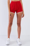 Red White Striped Crop High Waisted Shorts