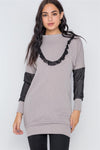 Sage Taupe Mash Detail Mini Sweater Dress /2-2-2