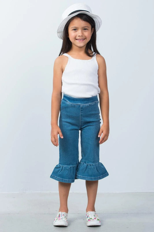 Toddler Girls Denim Ruffle Hem Pants / 2-2-2 - Tasha Apparel Wholesale
