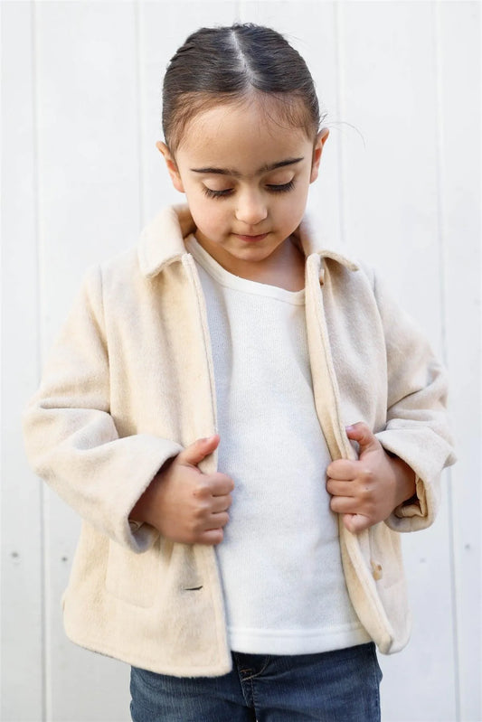 Toddler Girls Light Brown Viscose Blend Collared Button Up Jacket /1-2-2-1 - Tasha Apparel Wholesale