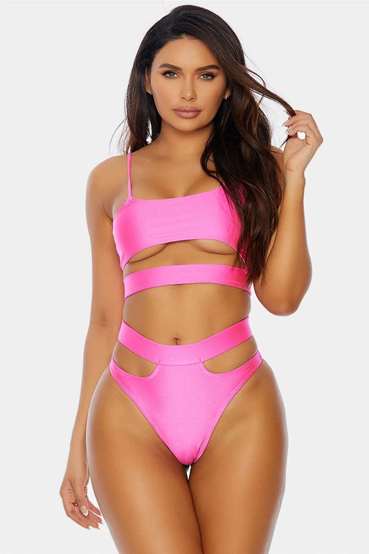 Neon Pink Turks and Caicos Bikini Swimwear 2 Piece Set Swimwear Set - Tasha Apparel Wholesale
