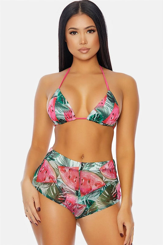 Green Red Sandia Watermelon Ocho Rios Mesh Pool Swimwear Bottom Shorts - Tasha Apparel Wholesale