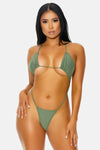 Sage Anguilla Gathered Triangle Criss Cross T-string Sexy One Piece Swimsuit