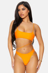 Tangerine Orange Bonaire Diagonal Strappy Hip One Piece Swimsuit