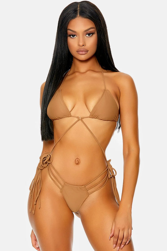 Aruba Halter Triangle Multi Side Strap Thong Bikini - Tasha Apparel Wholesale