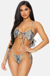 Reptile Snake Print Saint Croix Underwire Top Adjustable Ties Thong Bikini Swimwear 2 Piece Set - Tasha Apparel Wholesale