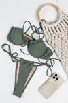 Sage Saint Croix Underwire Top Adjustable Ties Thong Bikini Swimwear 2 Piece Set - Tasha Apparel Wholesale