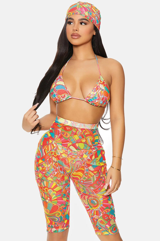 Multi Colors Coverup Mesh Biker High Waist Pool Shorts - Tasha Apparel Wholesale