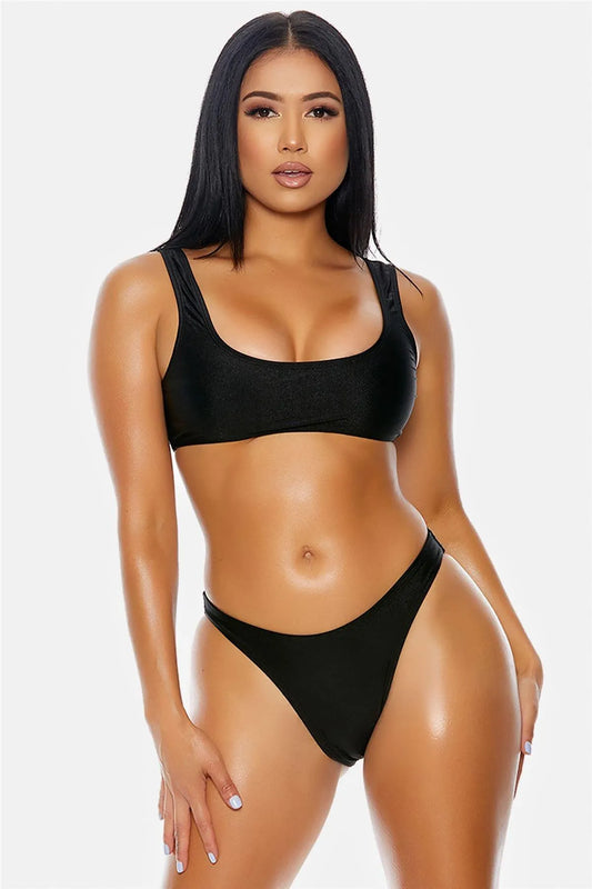Junior & Plus Size Minimalistic Basic High Waist Bikini - Tasha Apparel Wholesale