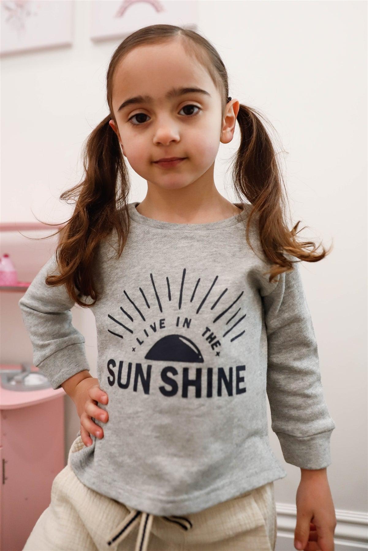 Toddler Girls Heather Grey "Sunshine" Print Long Sleeve Top /1-1-1-2