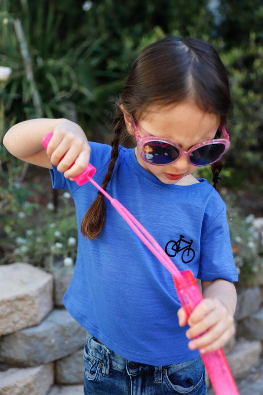Toddler Girls Royal Blue Cotton Velour "Bike" Detail Top /2-2 - Tasha Apparel Wholesale