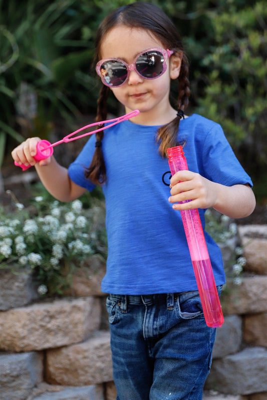 Little Toddler Girls Royal Blue Cotton Velour "Bike" Detail Top - Tasha Apparel Wholesale