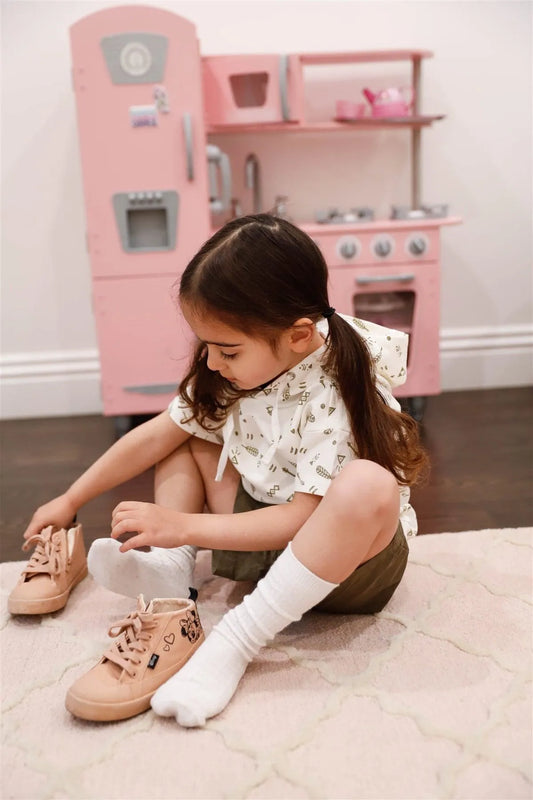 Toddler Girls Off-White Arrow & Feather Print Short Sleeve Hooded Top /2-2-2 - Tasha Apparel Wholesale