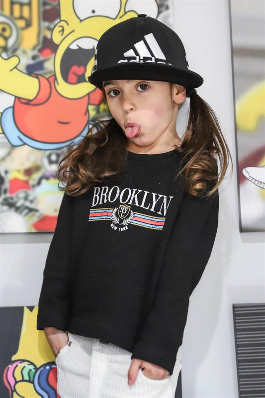 Toddler Little Girls Black "Brooklyn" Long Sleeve Sweater - Tasha Apparel Wholesale