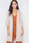 Sand Solid Long Sleeve Longline Jacket /2-2-2 - Tasha Apparel Wholesale