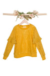 Girls Honey Floral Lace Long Sleeve Gold Sweater