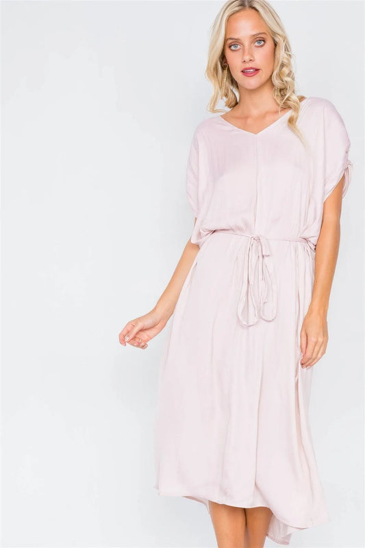 Petal Satin High-Low Midi Dress - Tasha Apparel Wholesale