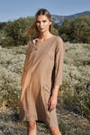 Desert Sun Umber Boho Solid Arabian Bisht-Inspired Shirt Dress /4-2