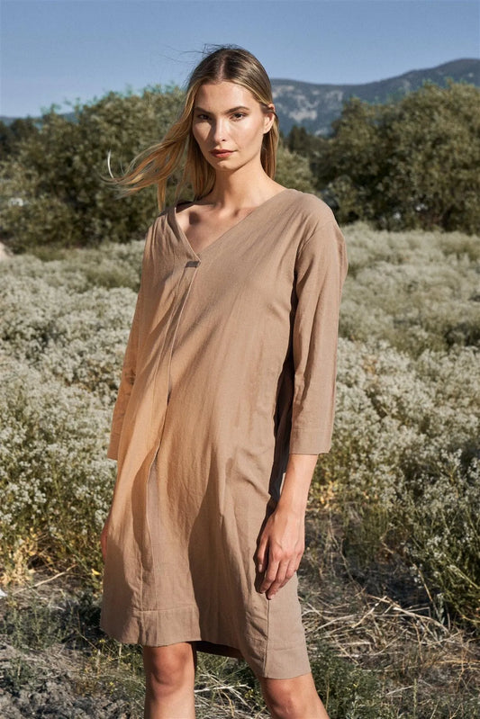 Desert Sun Umber Boho Solid Arabian Bisht-Inspired Shirt Dress /4-2 - Tasha Apparel Wholesale