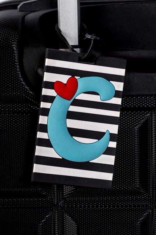 Stripe Luggage Tag Initial Letter "C" / 3 pieces - Tasha Apparel Wholesale